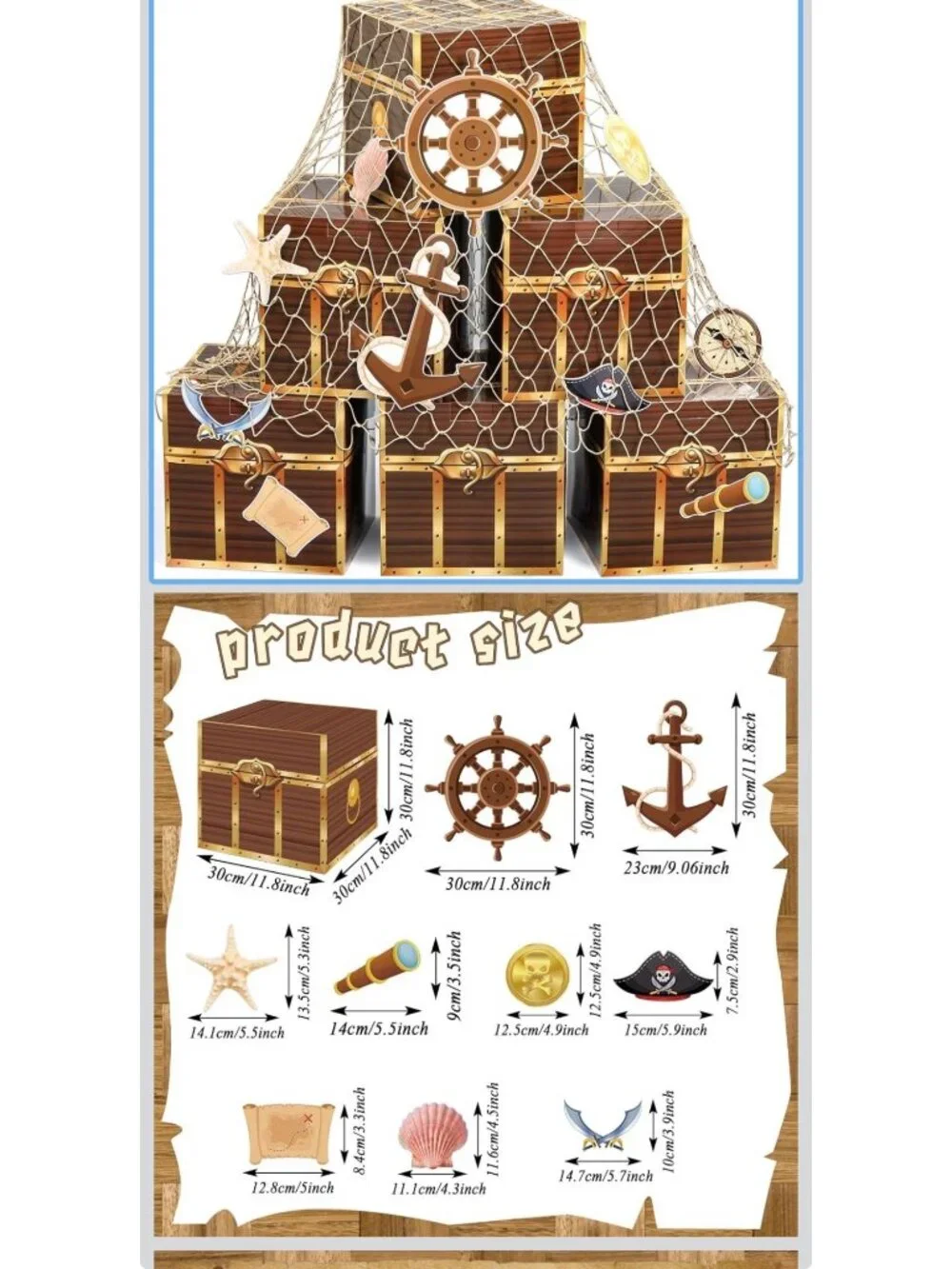 17-Piece Pirate-Themed Party Decorations Set With Decorative Fishing Net New NIB